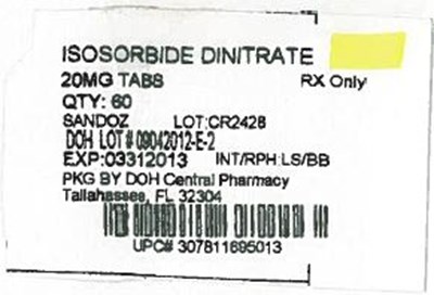 Isosorbide Dinitrate 20 mg Label (Isosorbide Dinitrate 20mg)